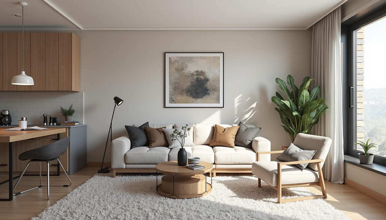 Un perete elegant amenajat în casa scării, cu tablouri și iluminat ambiental